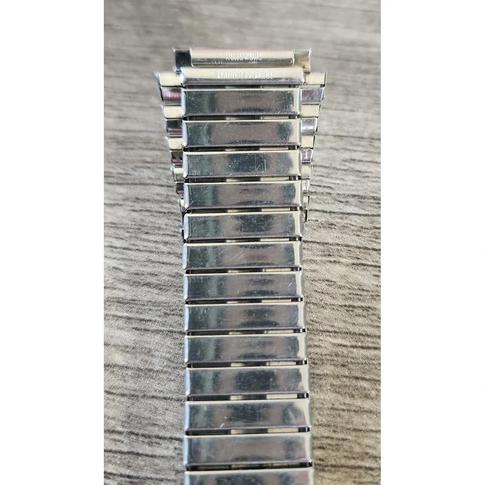 Vintage Two Tone Stainless Steel Expansion Watch Band Tapered Stretch Bracelet